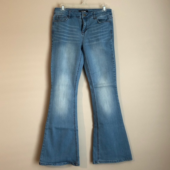 Medium Wash Flare Blue Jeans - Picture 1 of 3